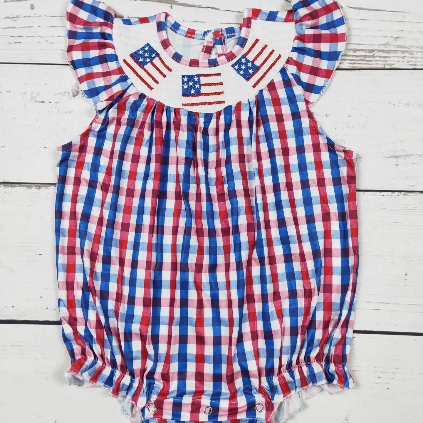 Baby Girl Smocked Patriotic Bubble