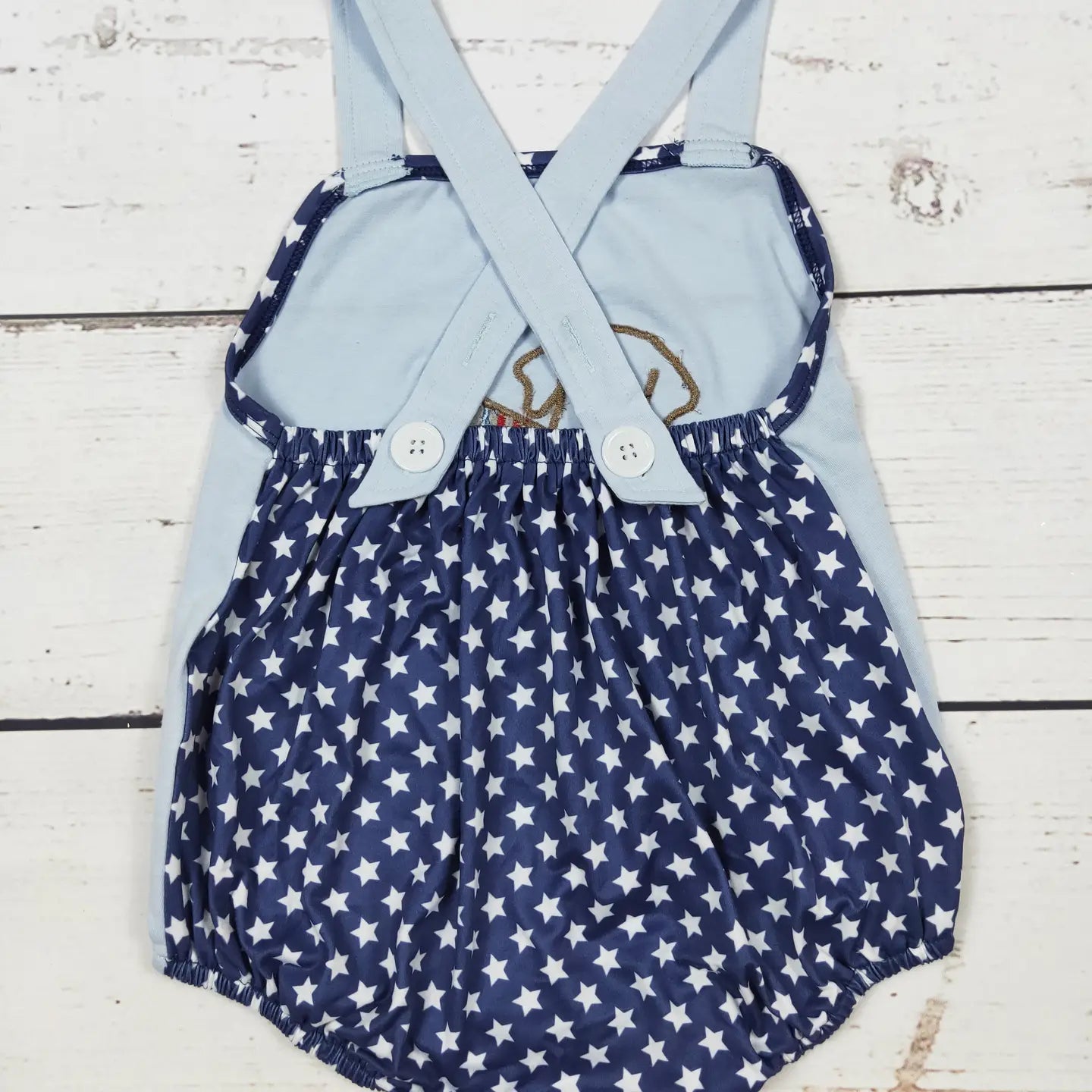 Baby Boy Dog Appliqué Patriotic Bubble