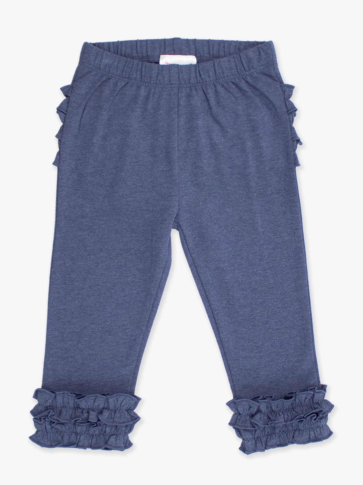 Toddler Girls Faux Denim Classic Ruffle Leggings with Signature Rear Ruffles