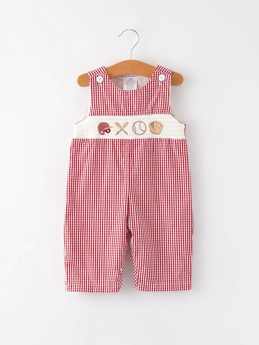 Little Slugger Baseball Plaid Romper