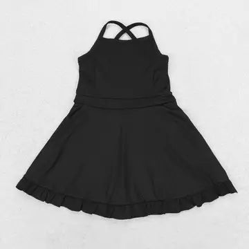 aby Girls Black Knit Knee Length Active Wear Dresses