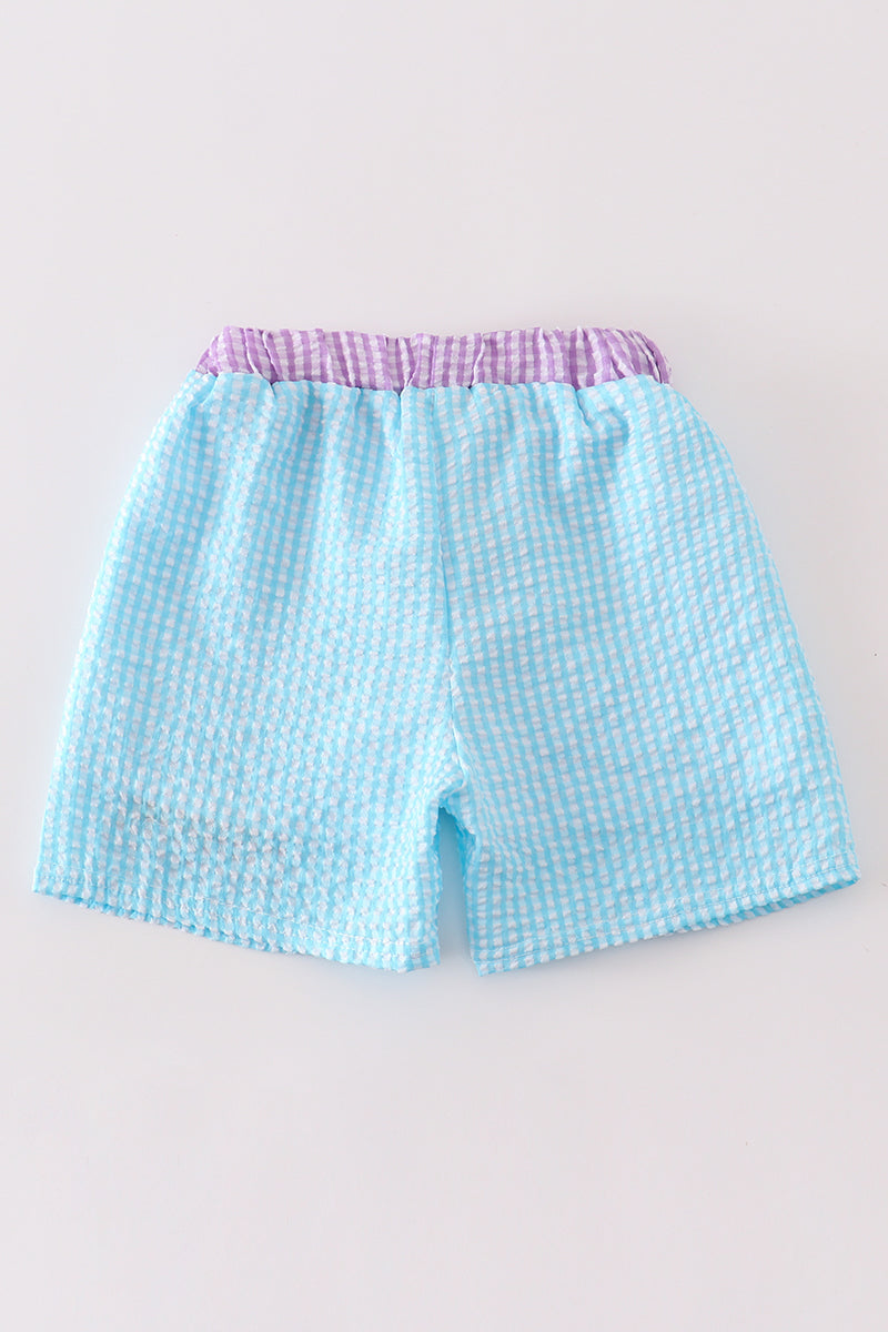 Seersucker Sailboat Swim Trunks