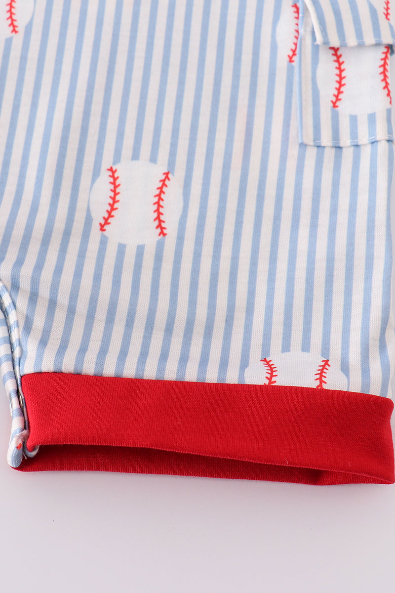 Play Ball! Blue Striped Baseball Jon Jon