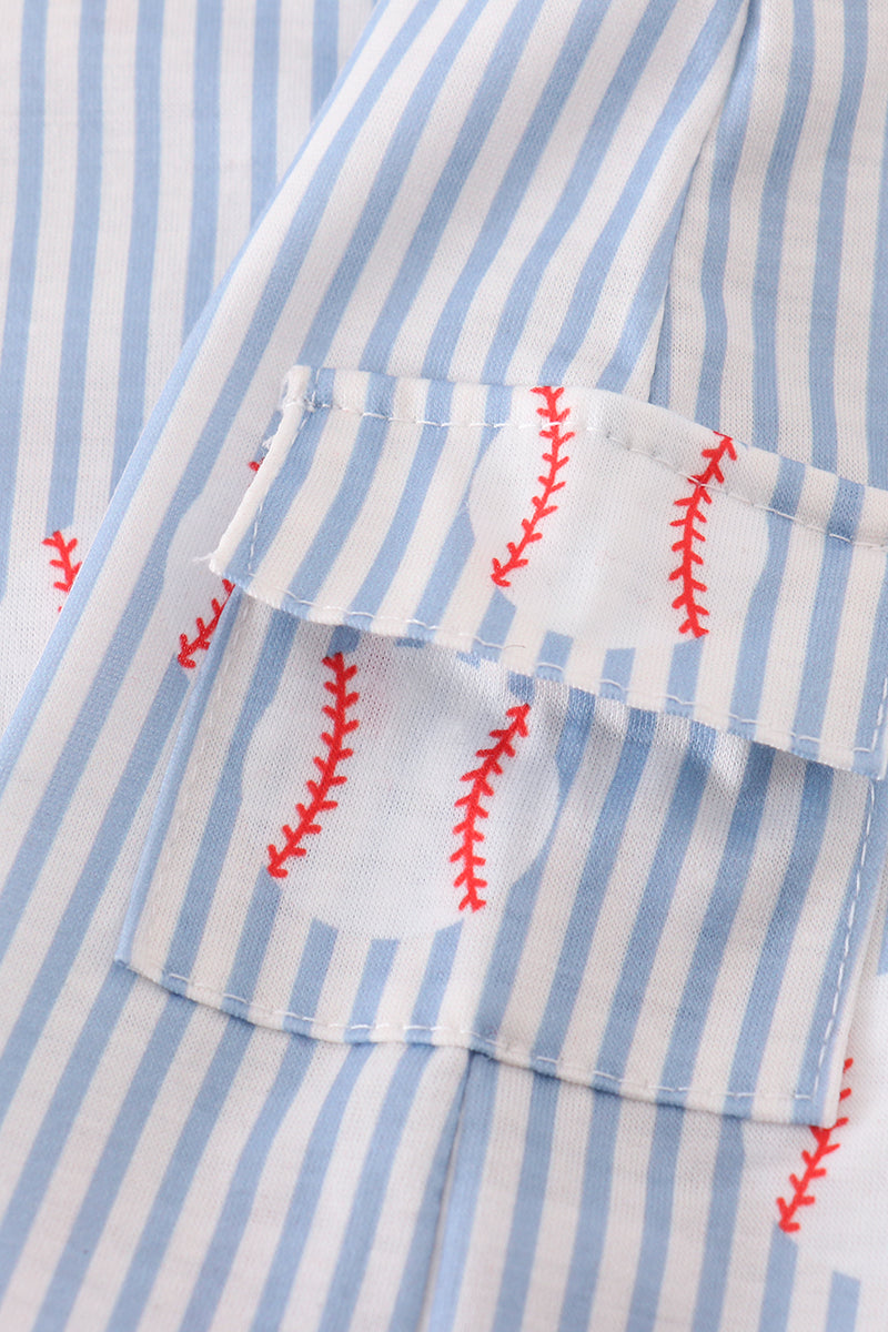 Play Ball! Blue Striped Baseball Jon Jon