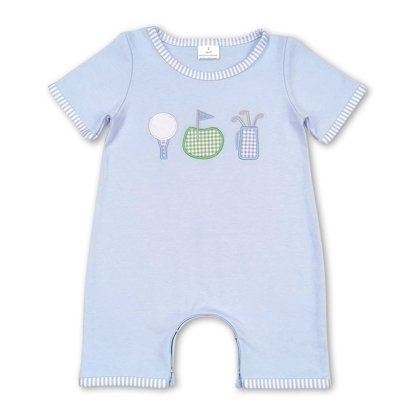 Light Blue Short Sleeves Golf Baby Boys Romper