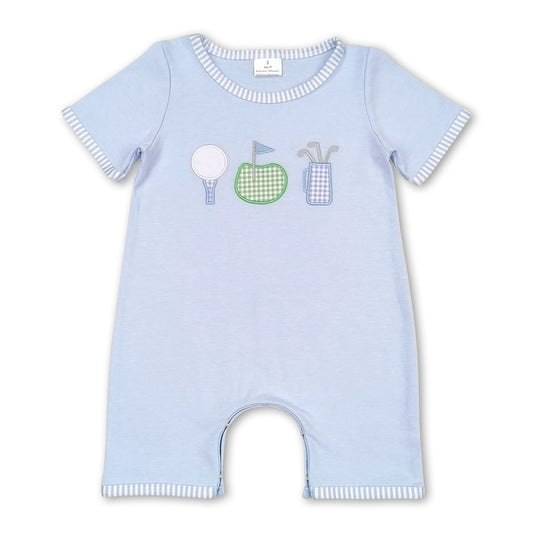 Light Blue Short Sleeves Golf Baby Boys Romper