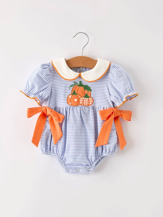 Fall Striped Pumpkin Bubble with Bows