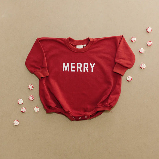 Merry Sweatshirt Romper Christmas  Baby