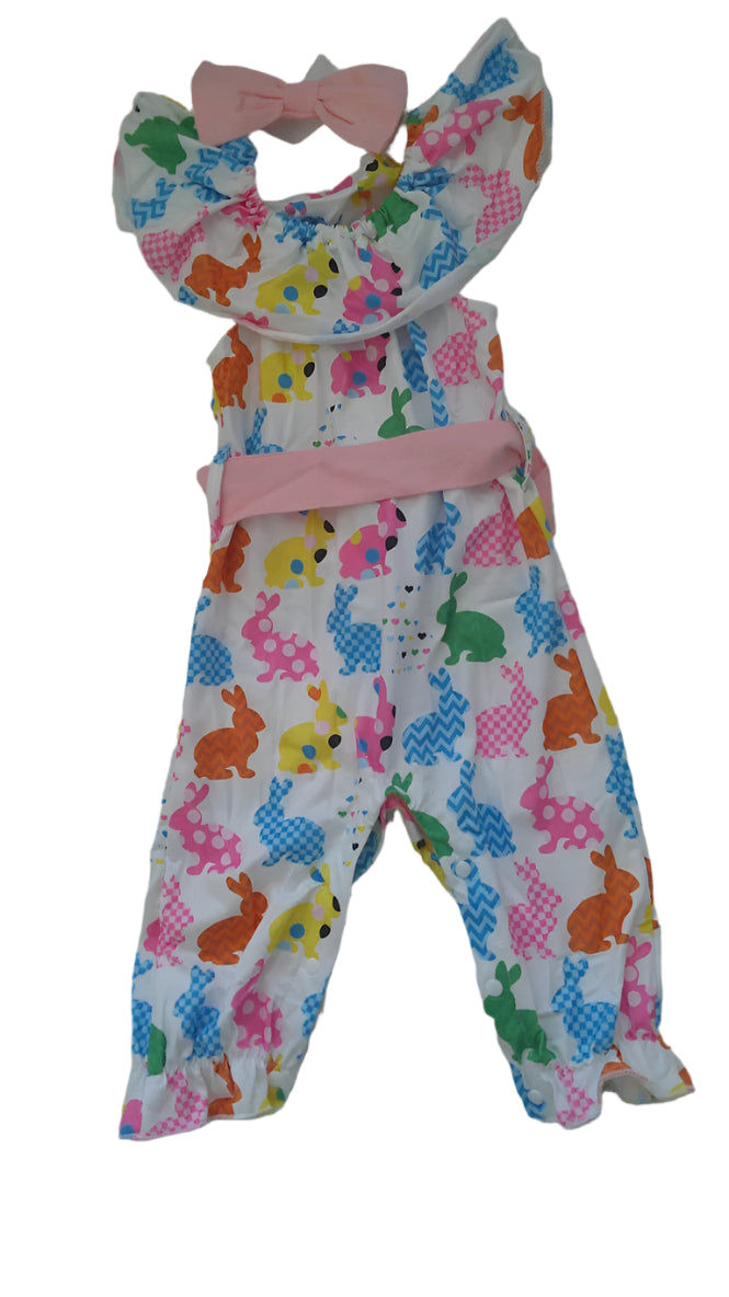 Rainbow Bunny Ruffle Romper