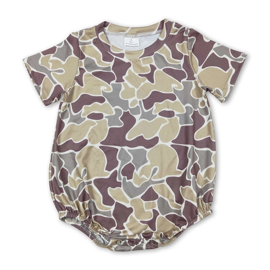Short Sleeves Camo Print Baby Boy Bubble