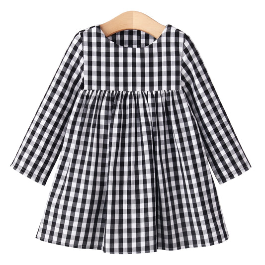 Black & White Gingham Little Girl Dress