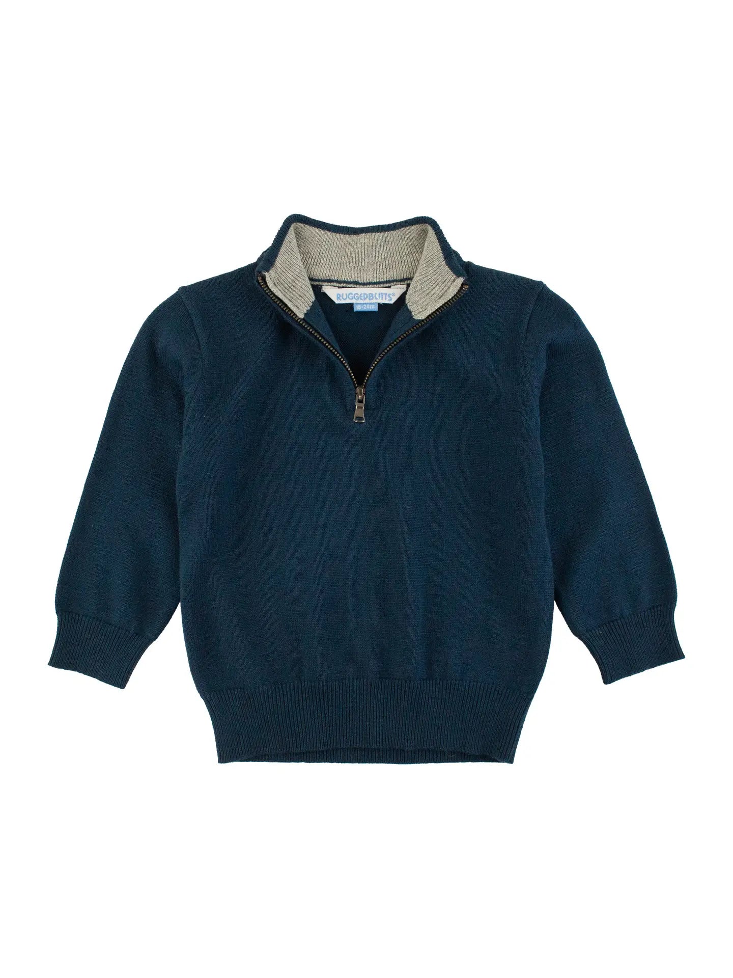 Boys  Dark Navy Quarter Zip Sweater