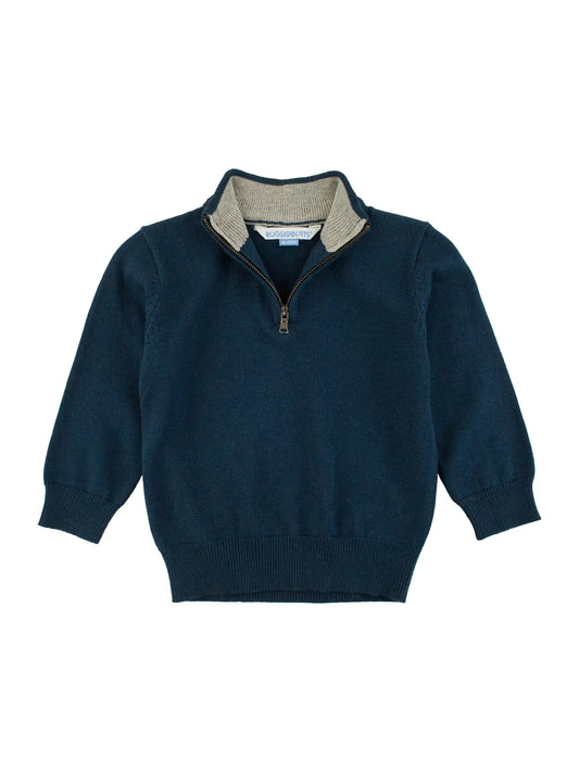 Boys  Dark Navy Quarter Zip Sweater