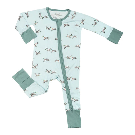 Quackin'up Mallard Duck Baby Bamboo Pajamas, 2-Way Zipper