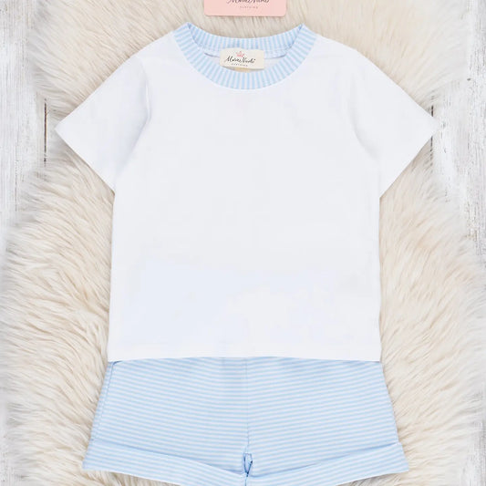 Classic Baby Blue Striped Outfit