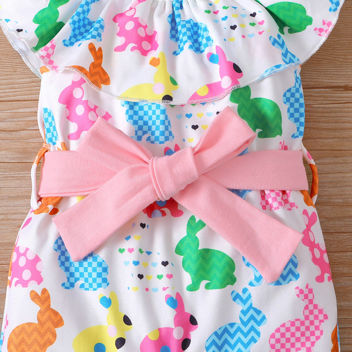 Rainbow Bunny Ruffle Romper