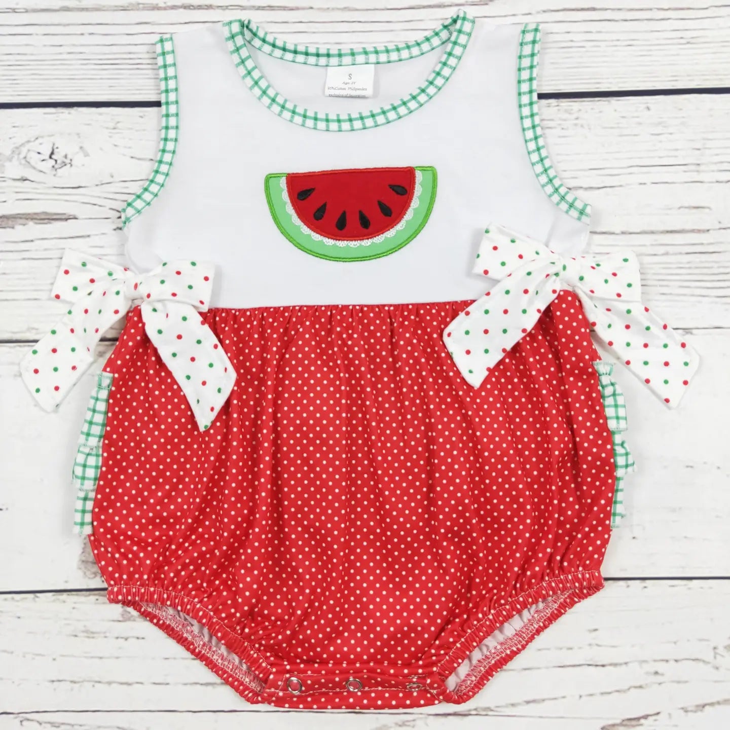 Baby Girls Watermelon Appliqué Summer Romper