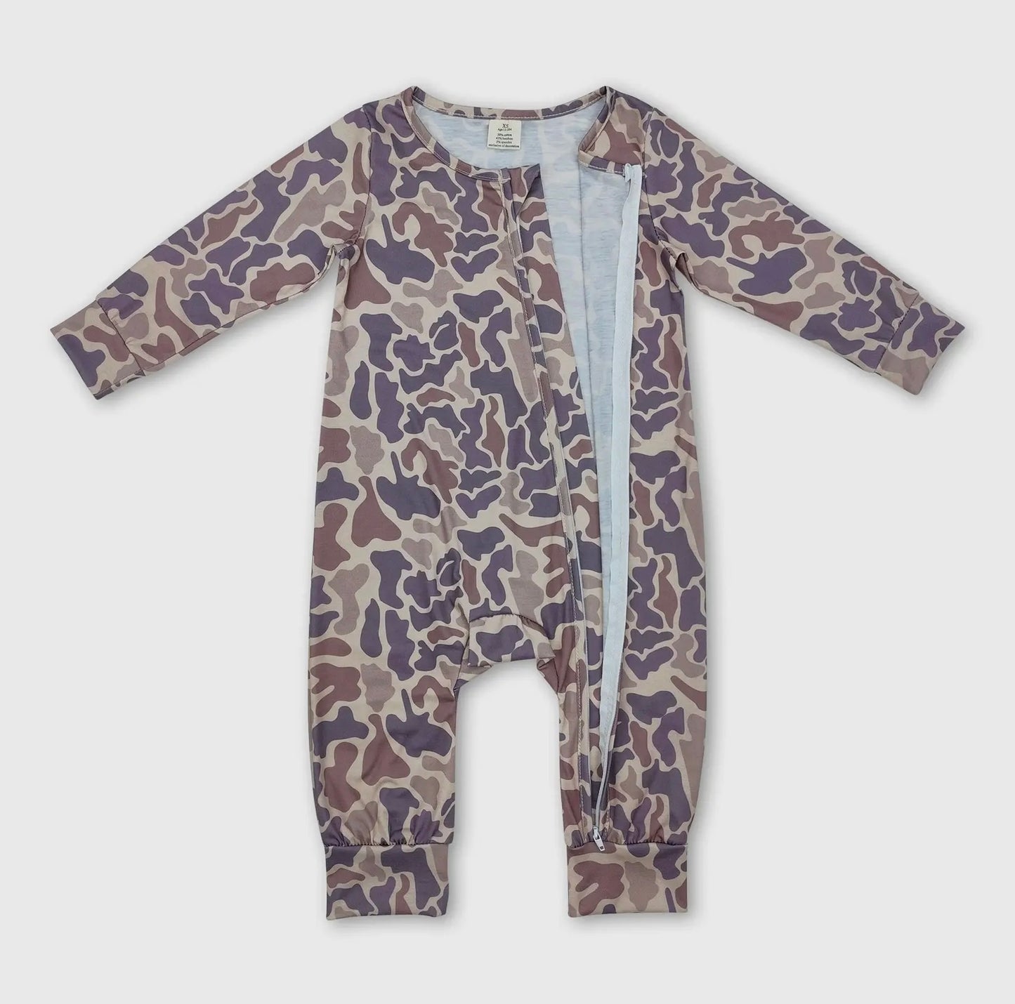 Khaki Camo Long Sleeves Baby/Kids Zipper Romper