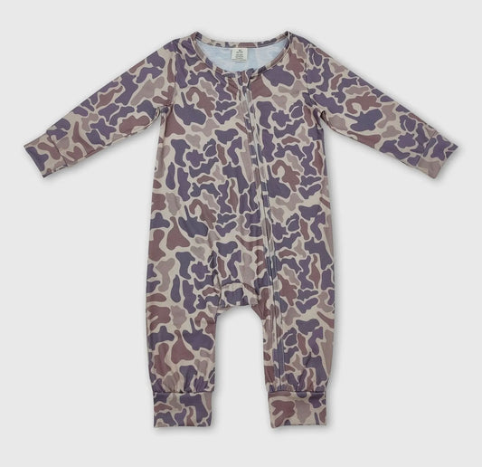Khaki Camo Long Sleeves Baby/Kids Zipper Romper