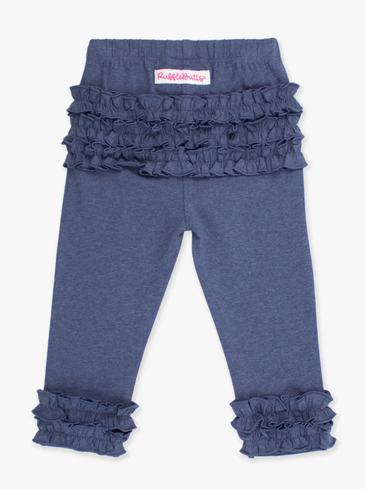 Toddler Girls Faux Denim Classic Ruffle Leggings with Signature Rear Ruffles
