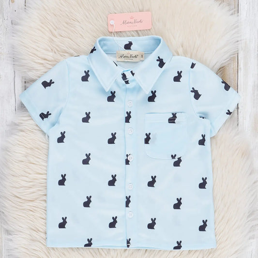 Light Blue Bunny Button Up Shirt