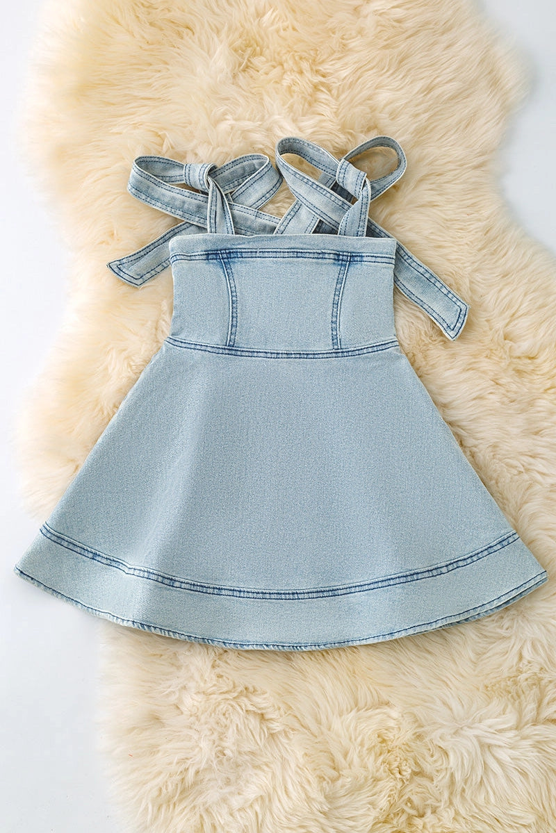 Light Blue A Line Girls Jean Dress