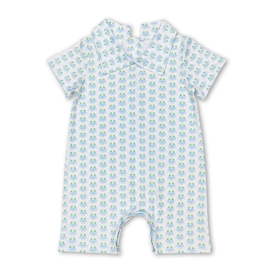 Short Sleeves Crab Baby Boys Polo Romper
