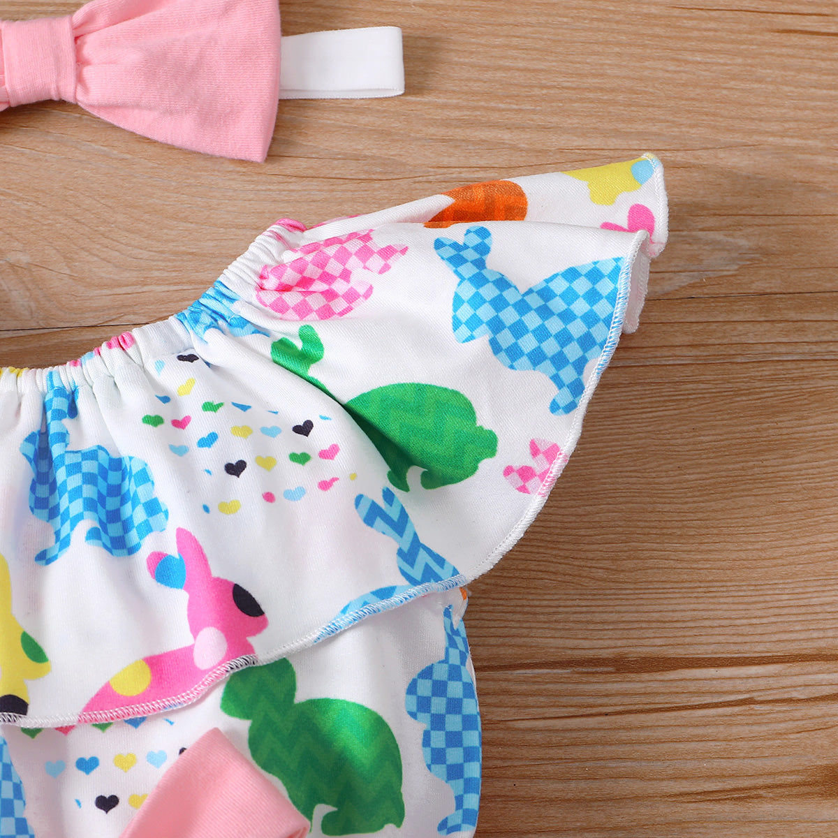 Rainbow Bunny Ruffle Romper