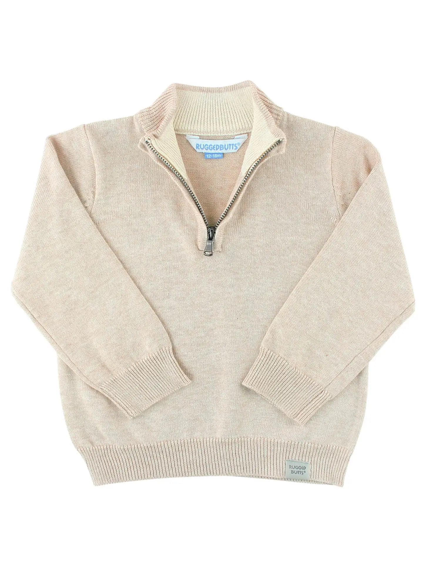 Boys Heather Oatmeal Quarter-Zip Sweater