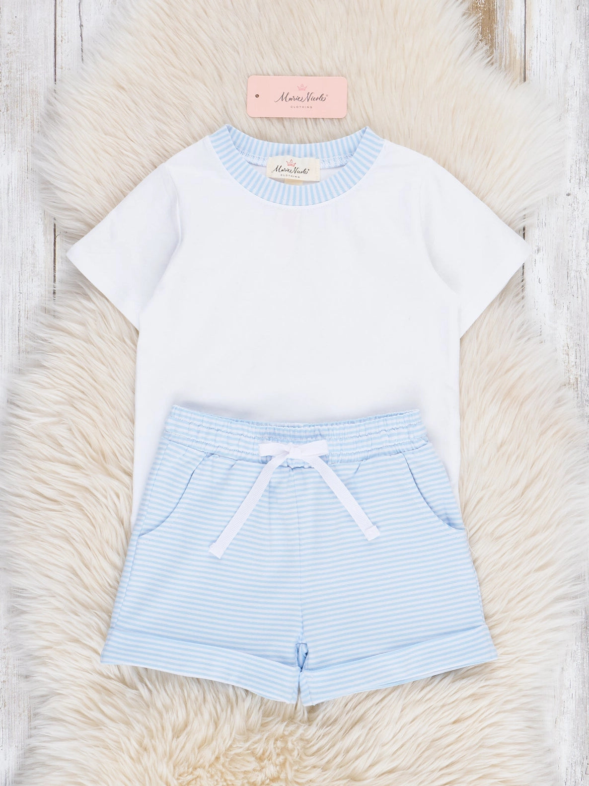 Classic Baby Blue Striped Outfit