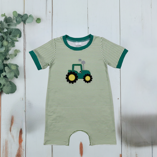 Green Tractor Romper