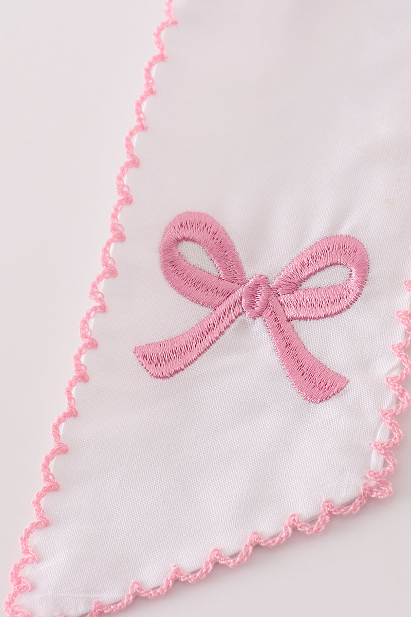 Pink Bow Embroidery Girl Hair Bow