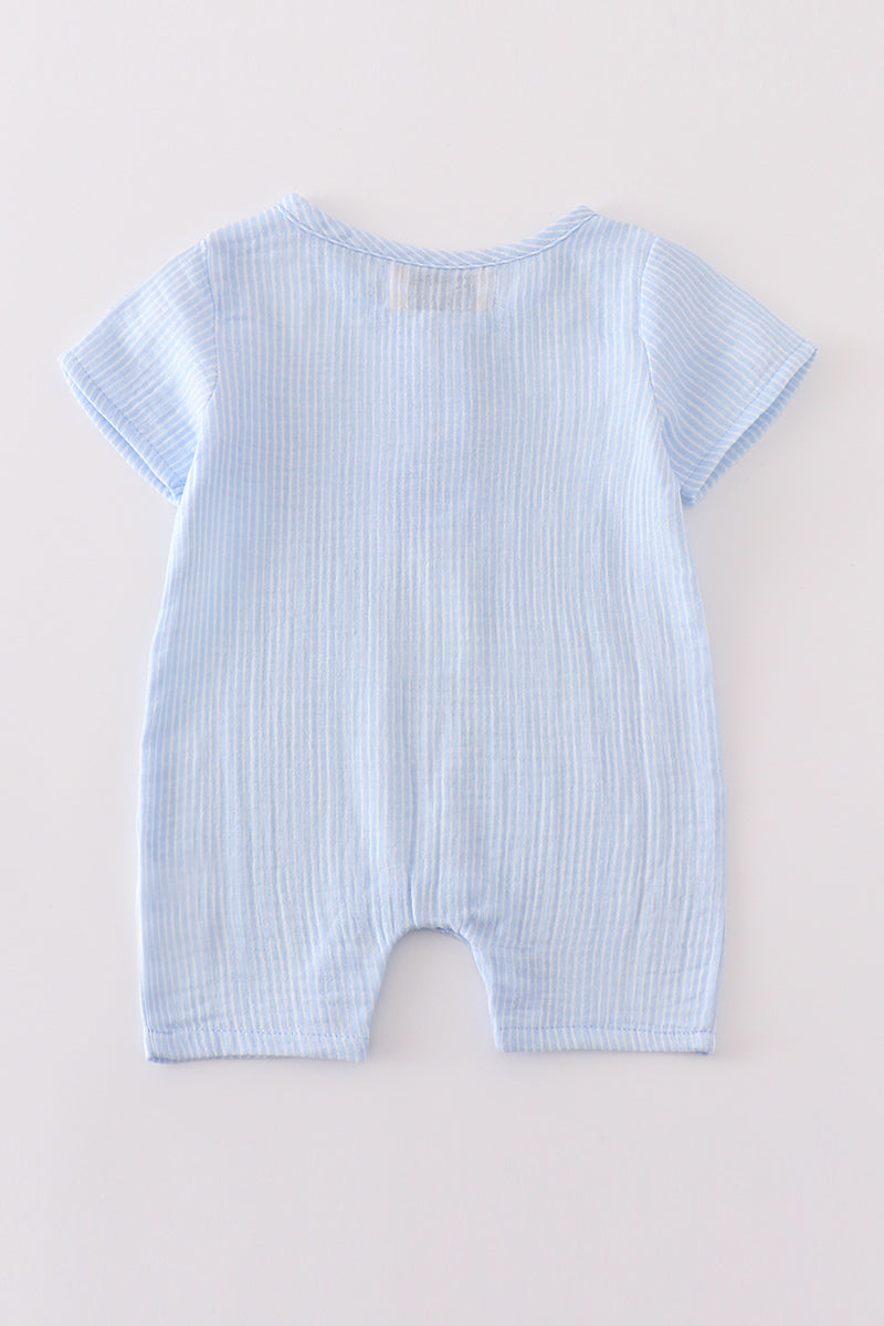 Sky Muslin Stripe Boy Romper